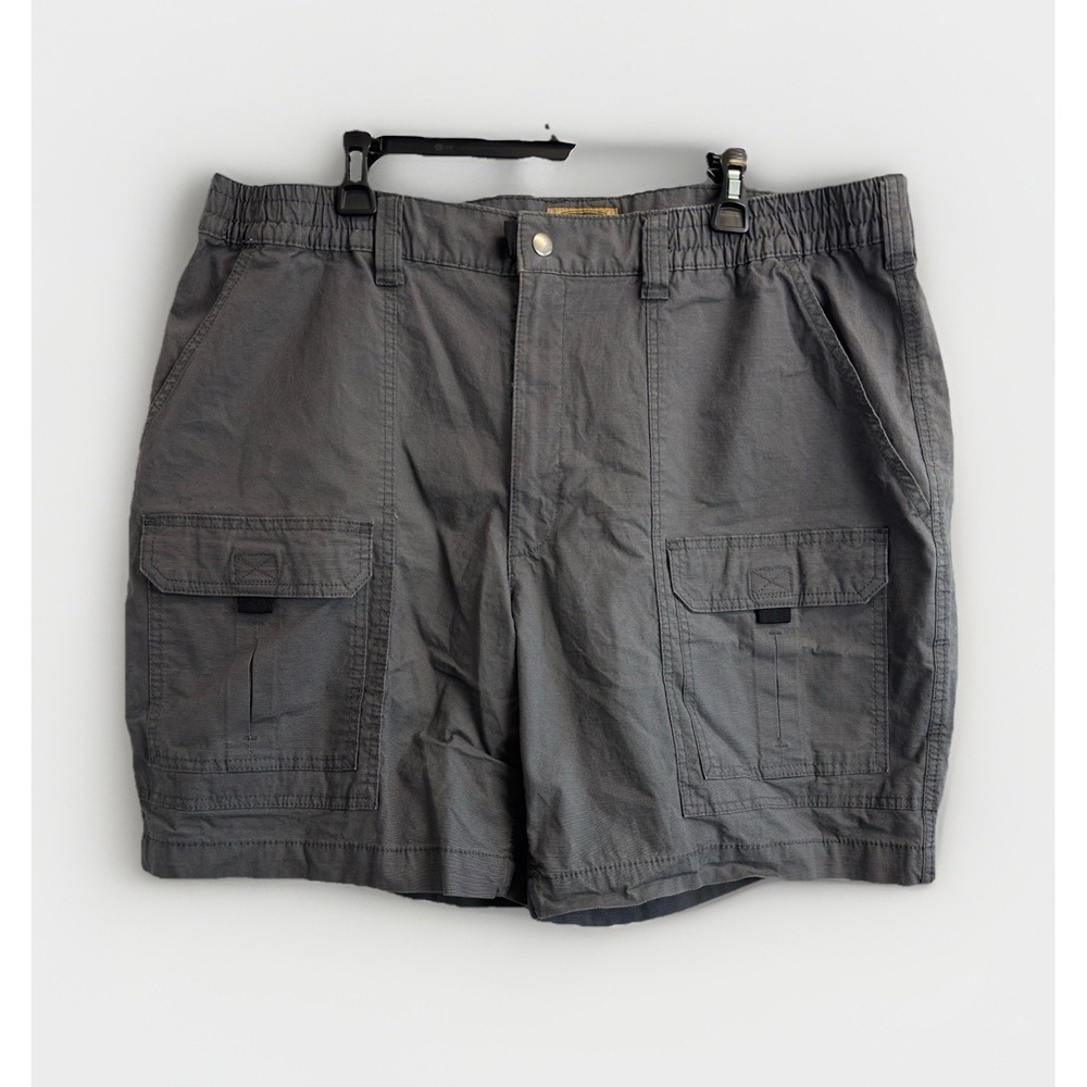 The Foundry Men's Size 46 Big & Tall Grey Cargo Shorts 9" Inseam Ripstop Stretch